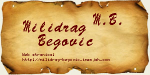 Milidrag Begović vizit kartica